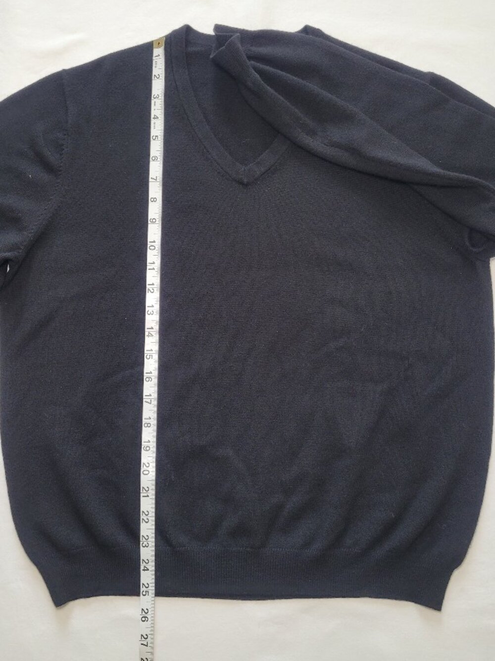 Brooks Brothers Mens V Neck Sweater Merino Wool Blend Black Large Preppy - Picture 6 of 7